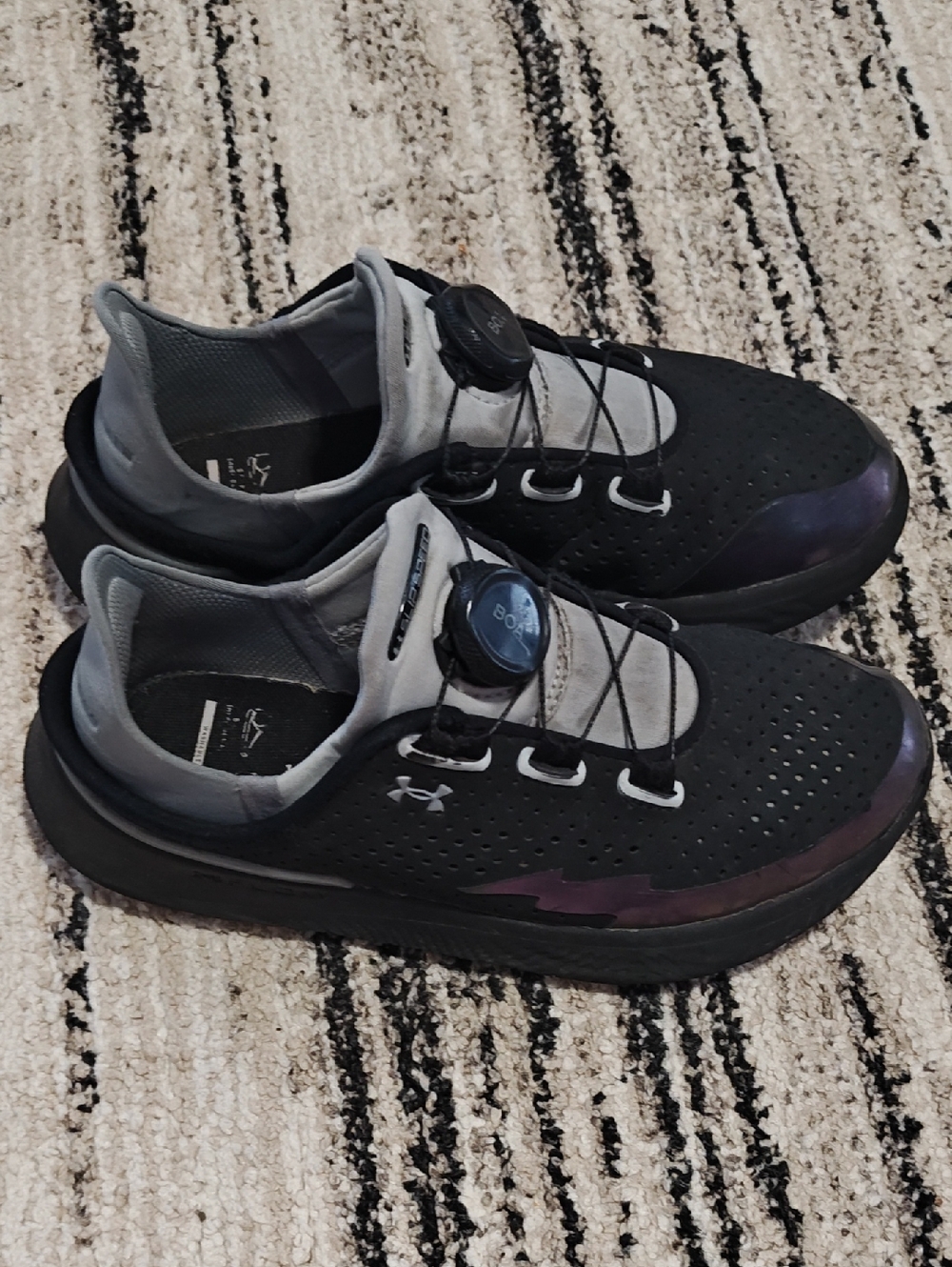 Under Armour Black and Gray Lace-Free Athletic Shoes